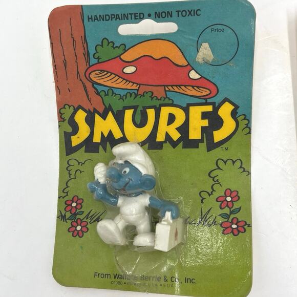 Vintage 1980’s Smurfs Collectible Figurines Wallace & Berrie-Set of 4-IN PLASTIC - Picture 3 of 7